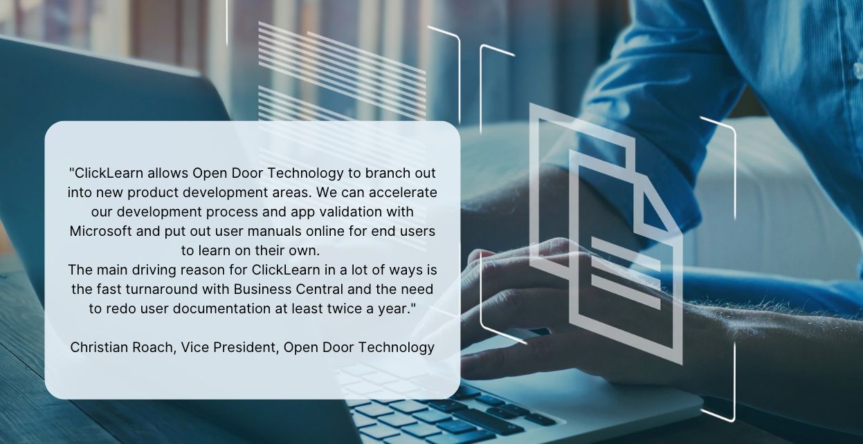 Open Door Technology msdyn365BC success story ClickLearn
