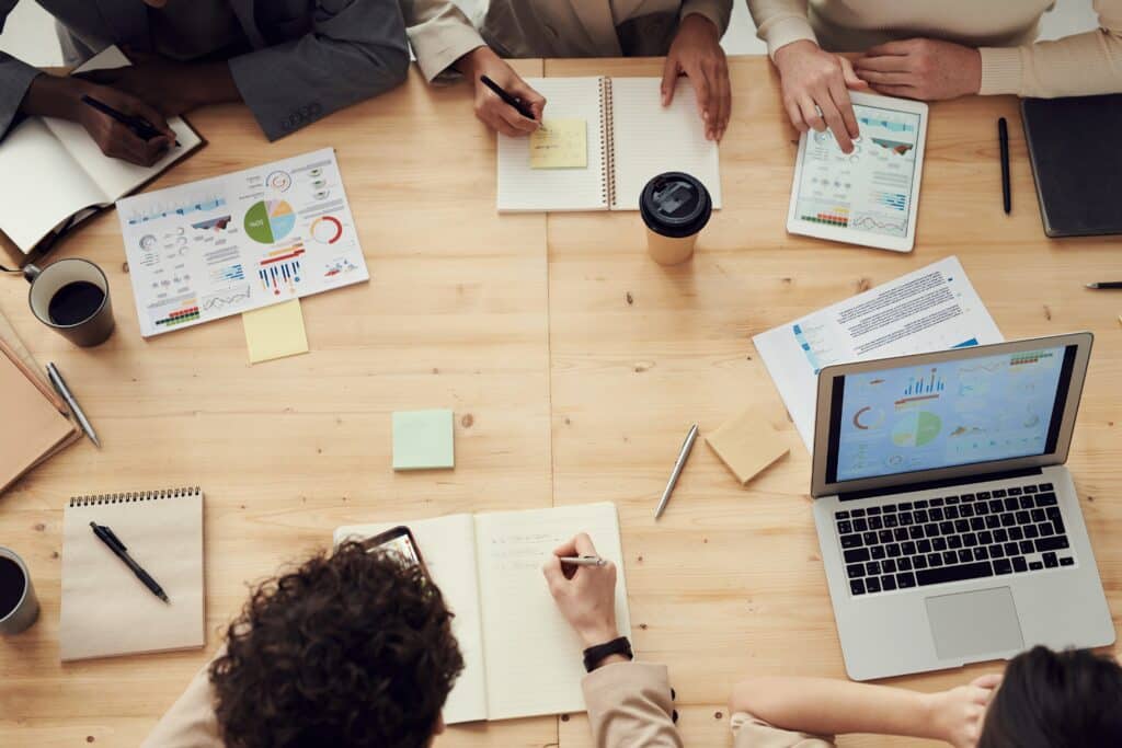 Laptops On A Conference Room Desk